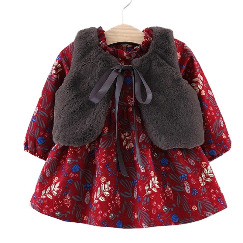 Humor Bear Otoño Invierno desgaste bebé niñas princesa vestido de terciopelo de manga larga vestidos de fiesta ropa de bebé ropa de bebé