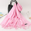 2022 Winter Scarf Solid Thick Women Cashmere Scarves Neck Head Warm Hijabs Pashmina Lady Shawls And Wraps Bandana Tassel