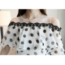 Fashion Women Tops and Blouses 2023 Short Sleeve Ladies Tops Polka Dot Chiffon White Blouse Shirt Blusas Feminine Blouses 0611