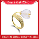 Lotus Fun Ring aus echtem 925er Sterlingsilber, 18 Karat Gold, natürlicher Kristall, handgefertigt, feiner Schmuck, Maiglöckchen, Blumenringe für Frauen