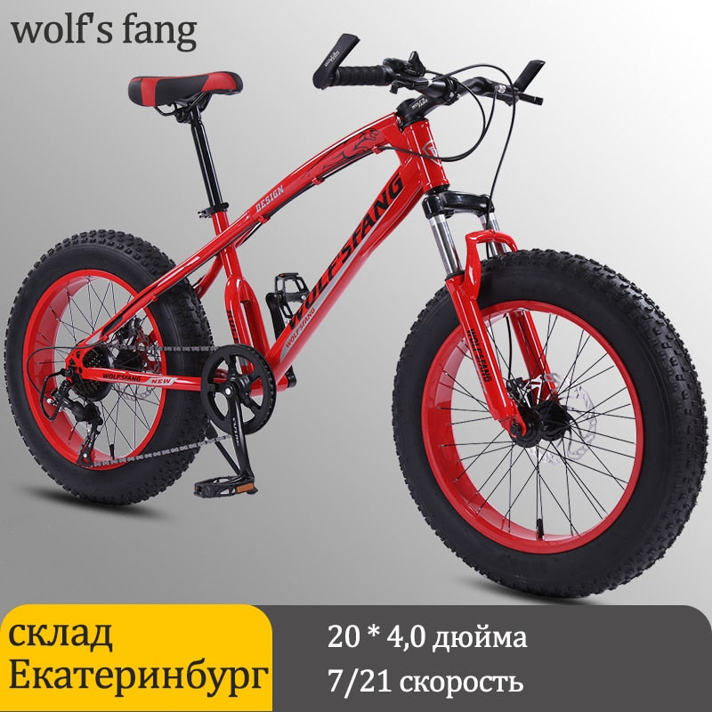 Wolfszahn Fahrrad Mountainbike 21 Geschwindigkeit 2,0 "X 4,0" Fahrrad Rennrad Fatbike Scheibenbremse Frauen und Kinder Schneefahrrad