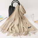 2022 Winter Scarf Solid Thick Women Cashmere Scarves Neck Head Warm Hijabs Pashmina Lady Shawls And Wraps Bandana Tassel