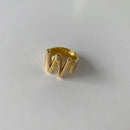 Foxanry 925 Stamp 26 English Letter Rings for Women Fashion Vintage France Gold Plated Irregular Party Jewelry Gifts