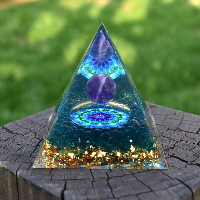 6cm Orgone Pyramid Obsidian and Lapis Lazuli Healing Crystal Energy Orgonite Pyramide Emf Protection Meditation Wholesale