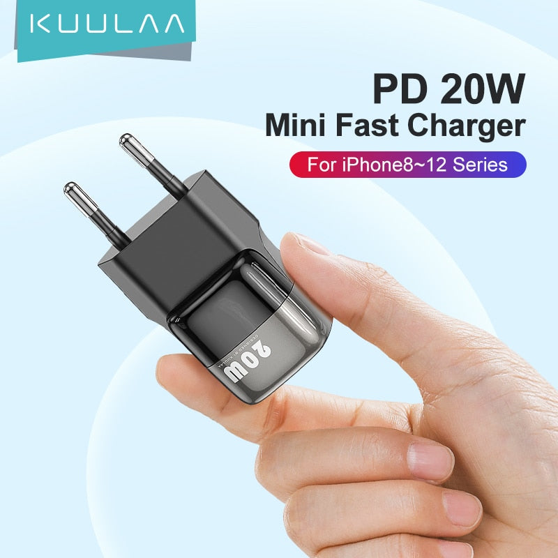 Cargador KUULAA Super Si USB C de 20W tipo C PD de carga rápida para iPhone 13 12 11 Max Pro XS 8 Plus para iPad Air 4 iPad 2020 Mini