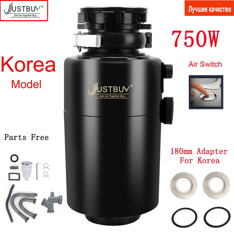 750W Kitchen Food Garbage Disposal Crusher Waste Disposers Stainless Steel Grinder Cutter  Processor