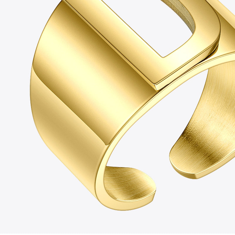 ENFASHION Punk Hohlbuchstabe Ring Goldfarbe Edelstahl Initial Offene Fingerringe Für Frauen Modeschmuck Großhandel R4047