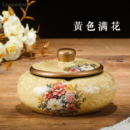 New Style Chinese Retro Ceramic Large with Lid Ashtray Modern Minimalist Creative Luxury Living Room Decoration Coffee Table