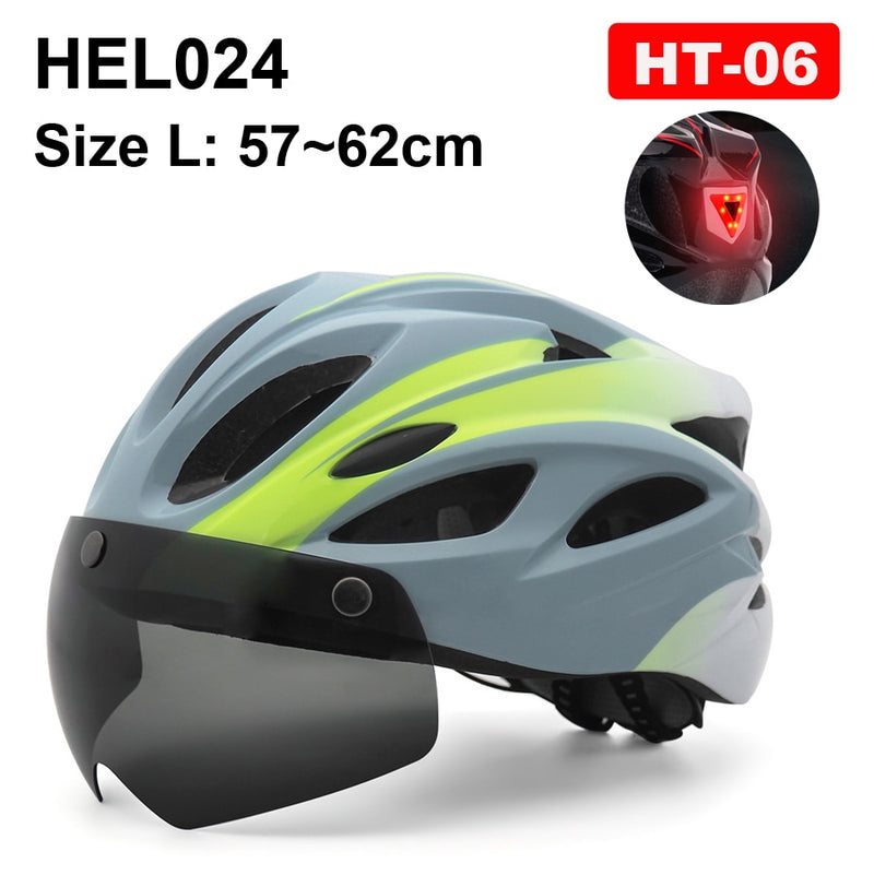 Casco de ciclismo NEWBOLER para hombre y mujer, casco con luz LED, lente para casco de bicicleta de montaña y carretera para montar en bicicleta, deportes, monopatín, Scooter