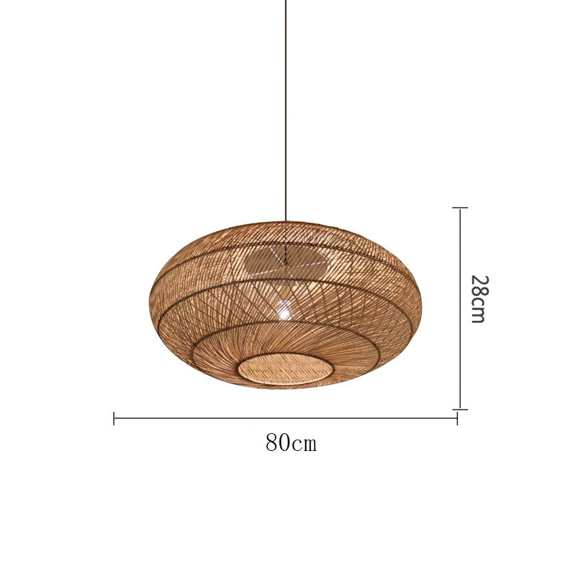 Natürliche Rattan-Lampen-Pendelleuchte Neue chinesische Art handgewebte Pendelleuchte für Wohnzimmer-Hängeleuchte Esszimmerleuchte