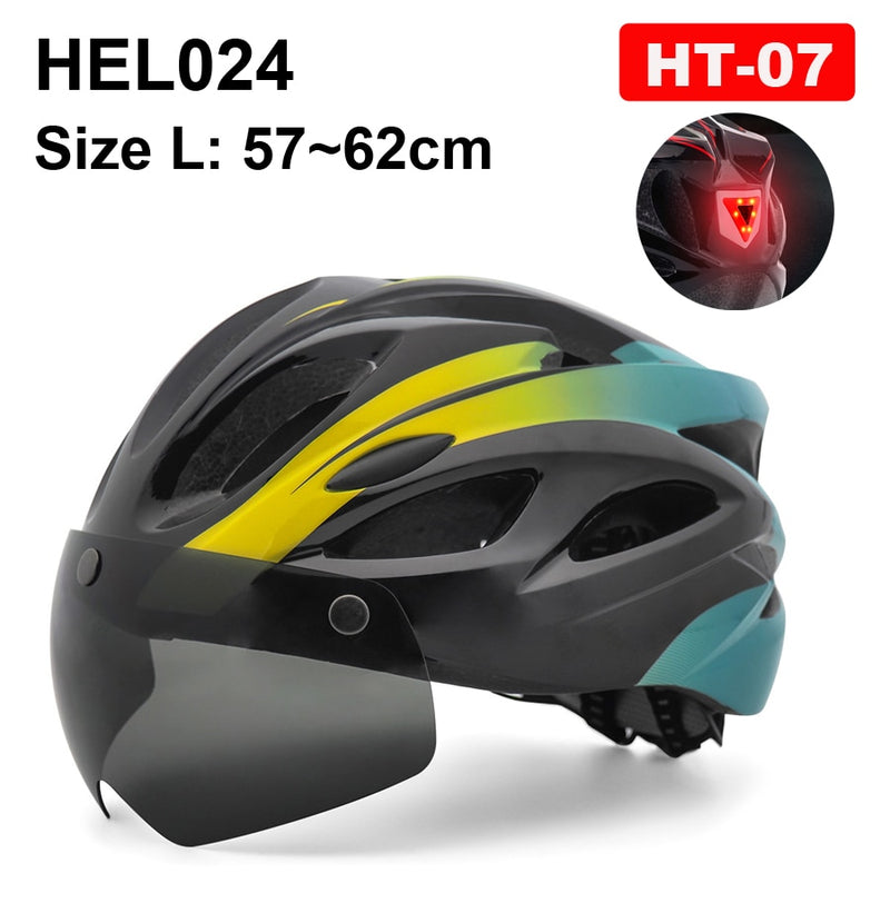 Casco de ciclismo NEWBOLER para hombre y mujer, casco con luz LED, lente para casco de bicicleta de montaña y carretera para montar en bicicleta, deportes, monopatín, Scooter