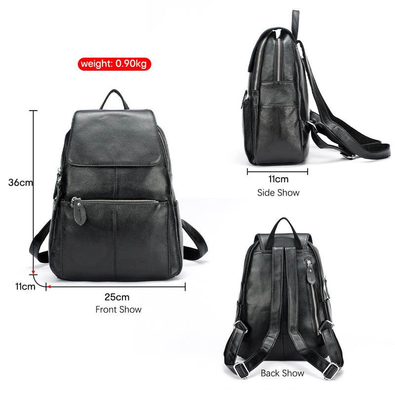 Zency 100% Echtes Leder Damen Rucksack Mode Damen Reisetasche Adrette Schulranzen Für Mädchen Laptop Rucksack Schwarz Weiß