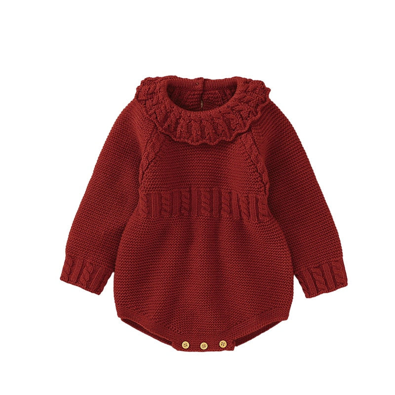 Baby Junge Mädchen Herbst Winter Kleidung Langarm Einfarbig Gestrickte Warme Strampler Overall Neugeborene Kleidung