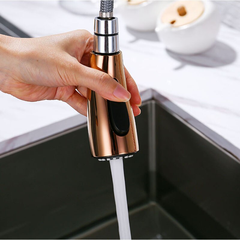 Chaowalmai Rose Gold Küchenarmatur Mixer kalt und warm Deck montiert Einhand Ausziehbare Küchenspüle Wasser Mischbatterie