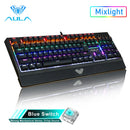 AULA RGB Gaming Mechanical Keyboard Blue Black Switch Wired Backlit Keyboard 104 Keys Anti-ghosting for Laptop Desktop PC Gamer