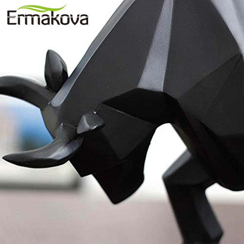 ERMAKOVA Resin Bull Statue Bison Sculpture Decoration Abstract Animal Figurine Room Desk Home Decoration Gift