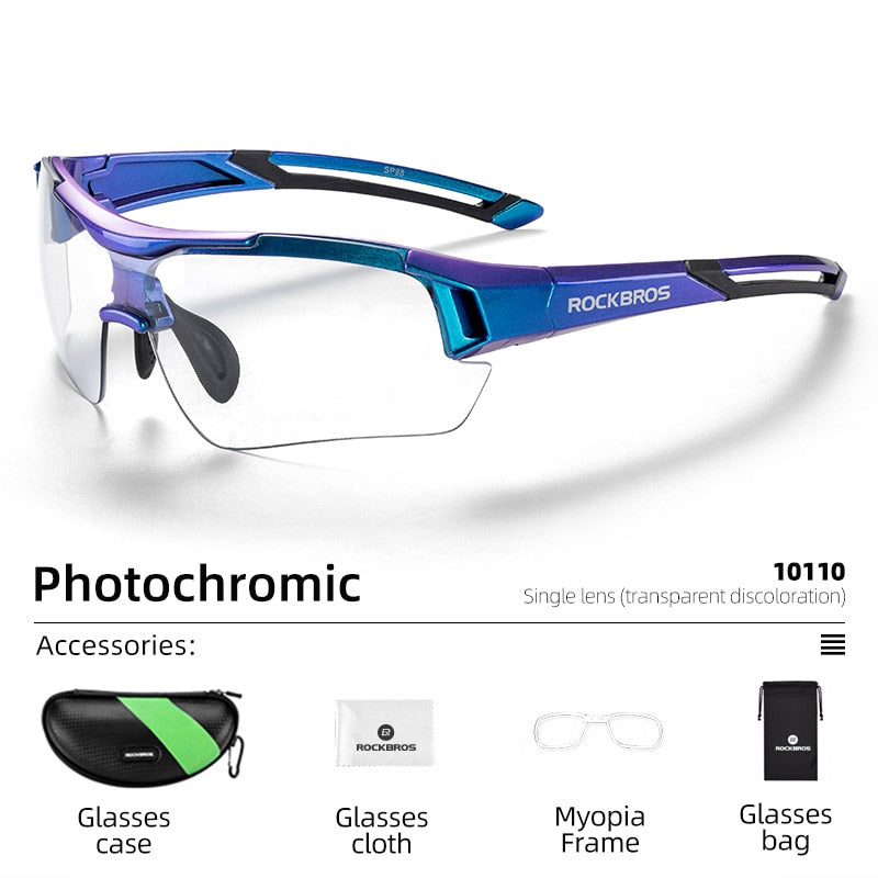 ROCKBROS Photochromic Cycling Glasses Bike Bicycle Glasses Sports Men&