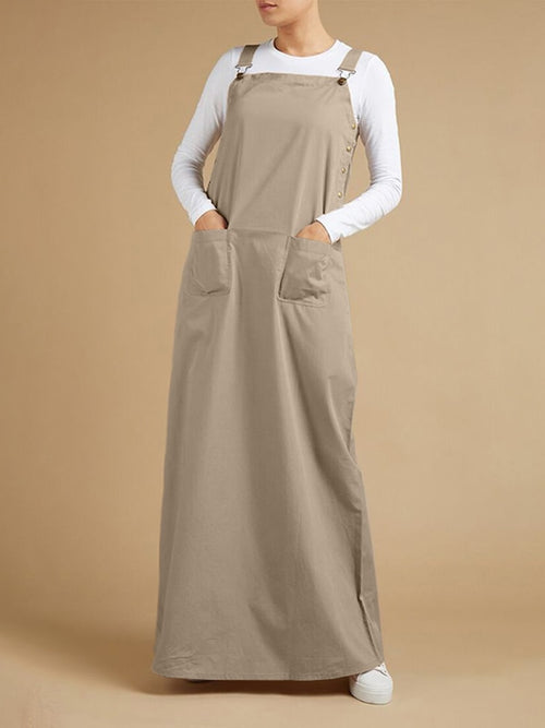 ZANZEA 2022 Damen Sommer Sommerkleid Elegante Overalls Kleid Feste Hosenträger Vestidos Weibliche Quadratischer Ausschnitt Schnalle Robe Femme
