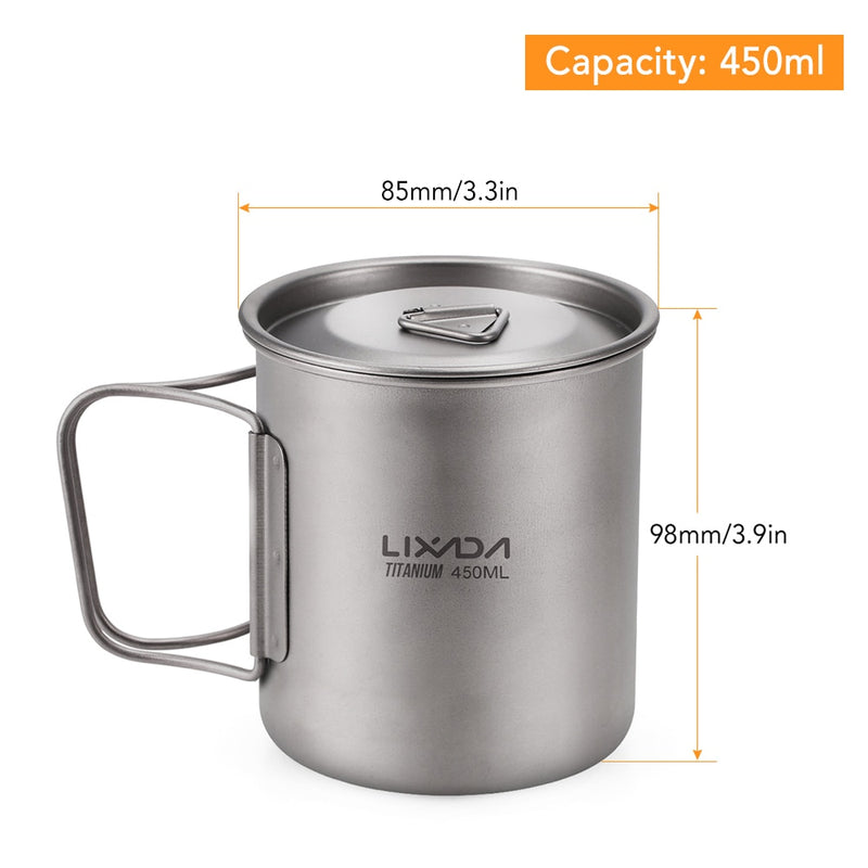 Lixada Titanium Cup Spork Camping Mug Picnic Utensils Heating Tableware Lightweight Outdoor Cooking Equipment Hiking Cookware