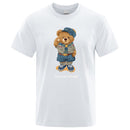 Cute Teddy Bear Salute Scoring Around Prints T Shirt Men Brand Tees Short Sleeve Retro Adult T-Shirt Summer Hip Hop T-Shirt