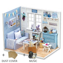 Diy Dollhouse Wooden Miniatures Doll House Furniture LED Lights House Building Kit Toys for Children Birthday Gifts