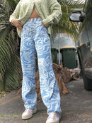 Y2K Zebra Print Straight Pants Capris Damen Harajuku Baggy High Waist Casual Vintage Korean Style Streetwear Female 2020Iamhotty