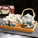 Hot Sale Yixing Ceramic Tea Set Tea Tray Outdoor Camping Mountaineering TeaSet Chinese Tea Ceremony NLSLASI tea pot and cup set