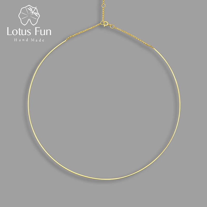 Lotus Fun 18K Gold Minimalism Cool Necklace Chain Real 925 Sterling Silver Handmade Fine Jewelry for Women Collier Acessorios