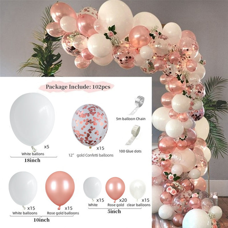 Hot Pink Balloon Garland Arch Kit Butterfly Stickers Chrome Rose Gold Latex Balloons for Birthday Wedding Baby Shower Decoration