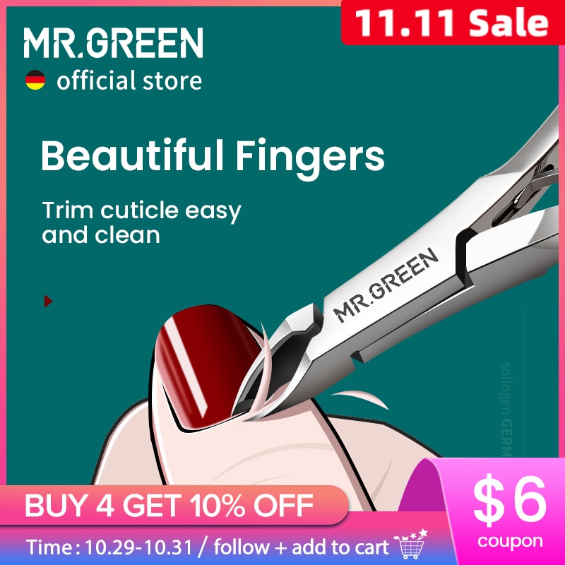 MR.GREEN Cuticle Nippers Nail Manicure Cuticle Scissors Clippers Trimmer Dead Skin Remover Pedicure Stainless Steel Cutters Tool