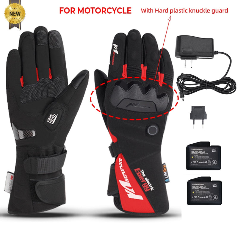 KEMIMOTO Electric Heated Gloves Touch Screen Skiing Motorcycle Gloves Waterproof Rechargeable Heating Thermal  Mittens