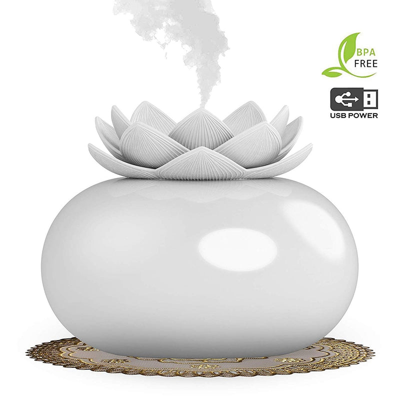 200ml Cute Flower Essential Oil Diffuser Decorative Aromatherapy Diffusor Lotus Ceramic Humidifier Crafts USB 12 Hours