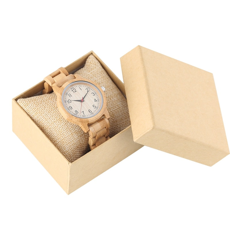 Women Wood Watch Natural All Bamboo Wood Clock Watches Top Brand Luxury Quartz Ladies Dress Watch Wooden Bangle as Best Gifts