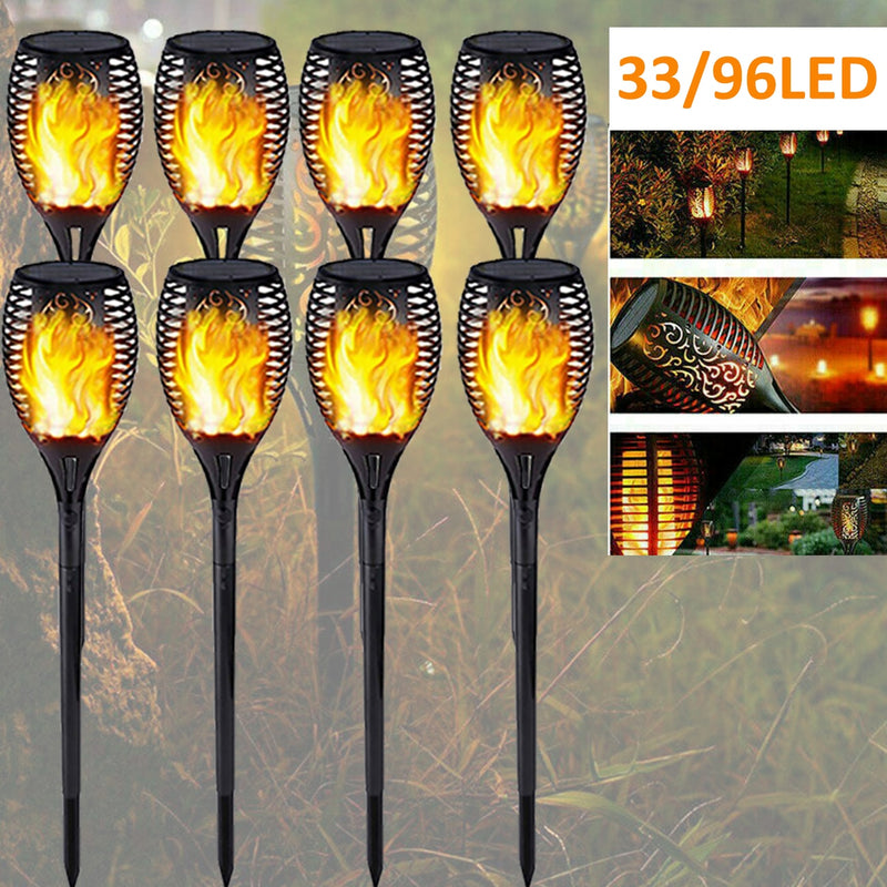 Honhill 33/96 LED Solar Flame Lamp Flickering Outdoor IP65 Waterproof Landscape Yard Garden Light Path Lighting Torch Light