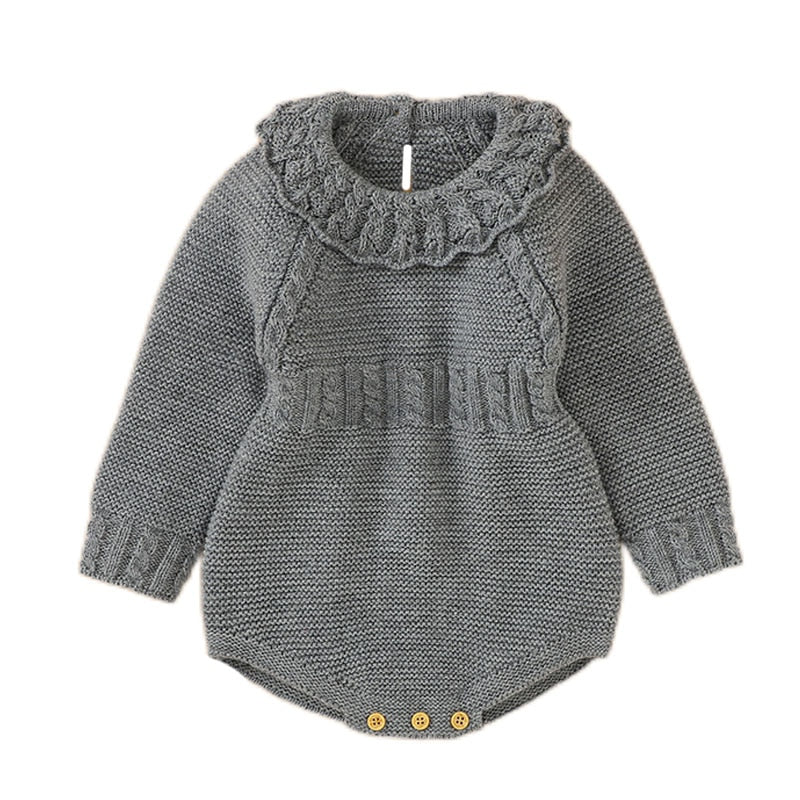 Baby Junge Mädchen Herbst Winter Kleidung Langarm Einfarbig Gestrickte Warme Strampler Overall Neugeborene Kleidung