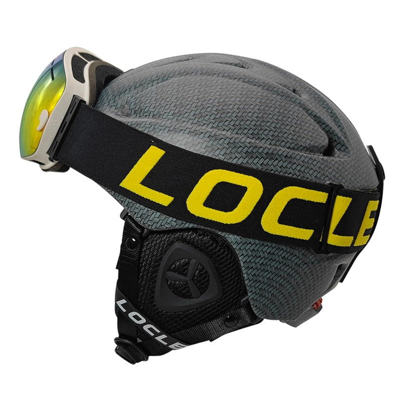 Casco de esquí LOCLE para hombres y mujeres, casco de esquí moldeado integralmente para niños, monopatín, esquí, Snowboard, motocicleta, casco para moto de nieve