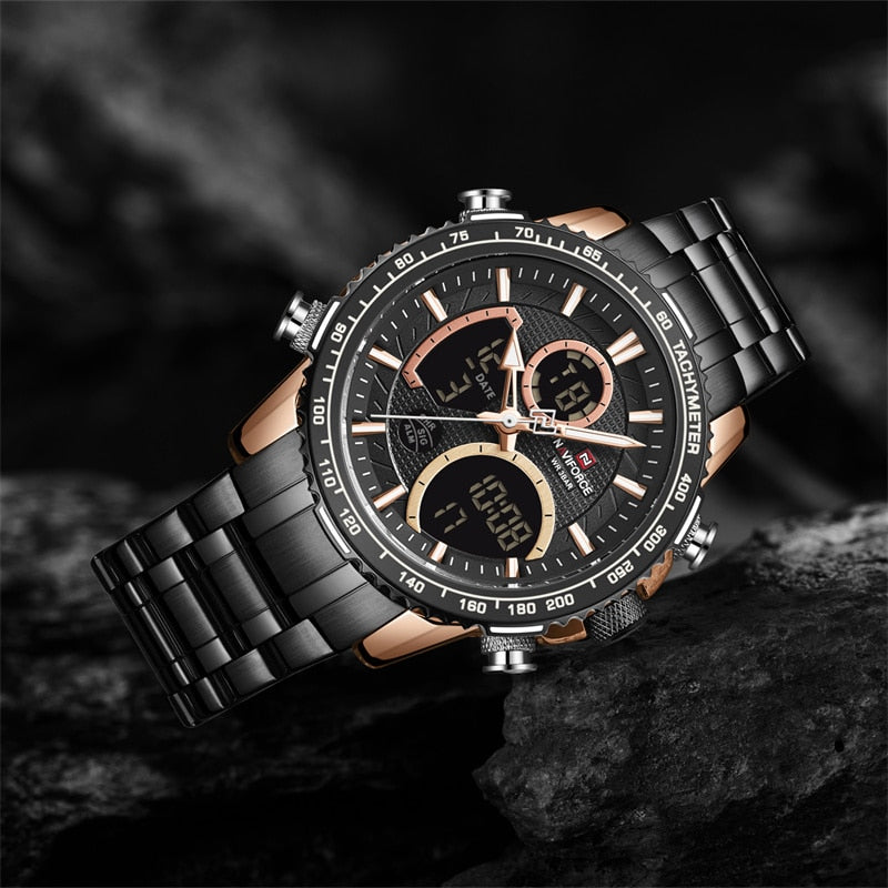 Reloj NAVIFORCE para hombre, relojes deportivos digitales de marca de lujo, reloj de pulsera de cuarzo para hombre, reloj luminoso resistente al agua para hombre, reloj Masculino