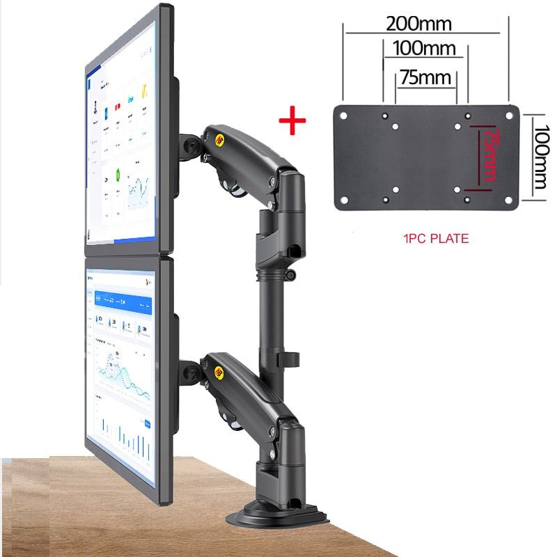 NB NEW H180 22"-32"Double monitor desk Holder Arm Gas Spring Full Motion LCD TV Mount 2-12kg dual arm clamp bracket