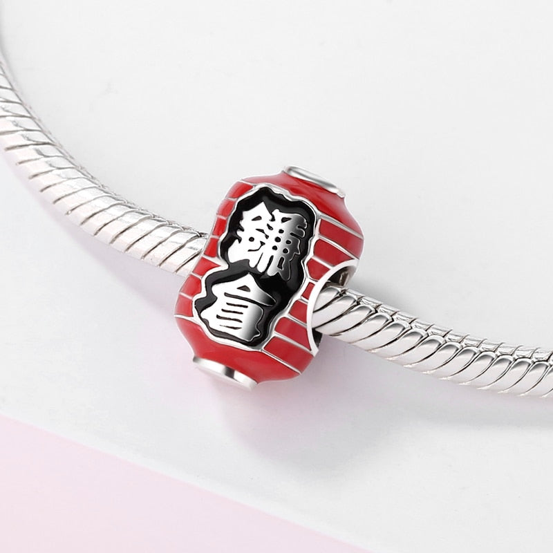 2021 Japanischer Stil Kultur Warme Wünsche Charms Metallperlen für Frauen 925 Sterling Silber Charm Schmuck für Armband Armreif Geschenk
