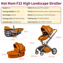 Baby Stroller 3 in 1,Hot Mom travel system High Land-scape stroller with bassinet  Folding Carriage for Newborns baby,F22