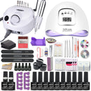 Juego de manicura, Kit de uñas acrílicas con lámpara de uñas de 120/80/54W, máquina perforadora de uñas de 35000RPM, elige esmalte de uñas de Gel, todo para manicura