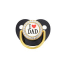 9 Colors Pacifier Baby Shower Gift Bling Baby Dummy Silicone BPA Free Infant Nipple Newborn Pacifiers For Babies I Love Mum Dad