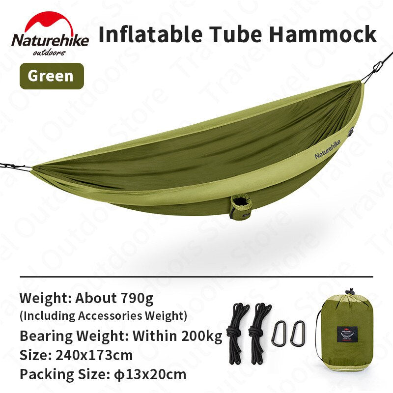 NatureHike Loiding weight 200KG 2 Person Ultralight Inflatable Camping Hammock Tent 210T Nylon Outdoor Camping Hunting Hammock