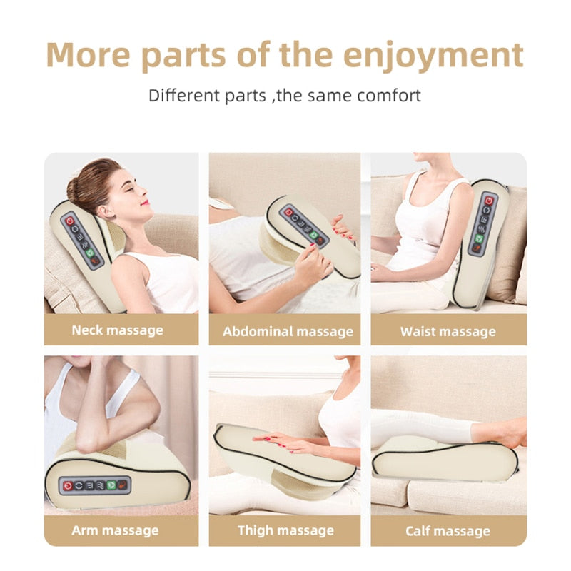 Infrared Heating Electric Massage Pillow Neck Shoulder Back Head Body Musle Multi Relaxation Massager Shiatsu Relief Pain Device