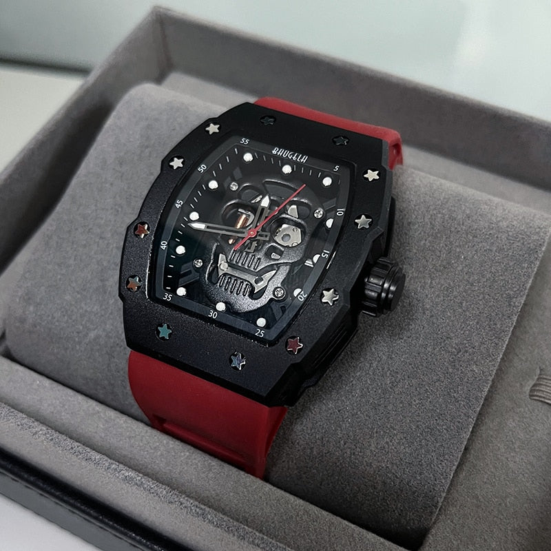 BAOGELA New Arrival Style Pirate Skull Quartz Men Watches Military Silicone Brand Mens Sports Watch Waterproof Relogio Masculino