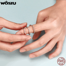 WOSTU Simple Rings 100% 925 Sterling Silver Shimmering Wish Stackable Ring For Women Wedding Original Fashion Jewelry Gift