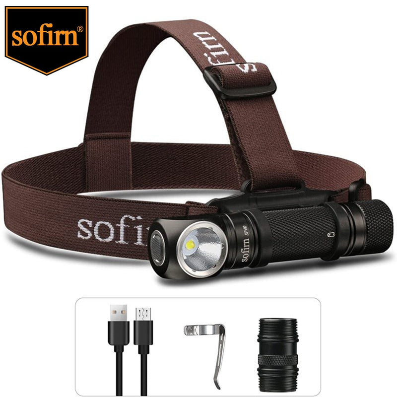 Sofirn SP40 LED faro Cree XPL 1200lm 18650 USB recargable faro 18350 linterna con indicador de potencia cola magnética