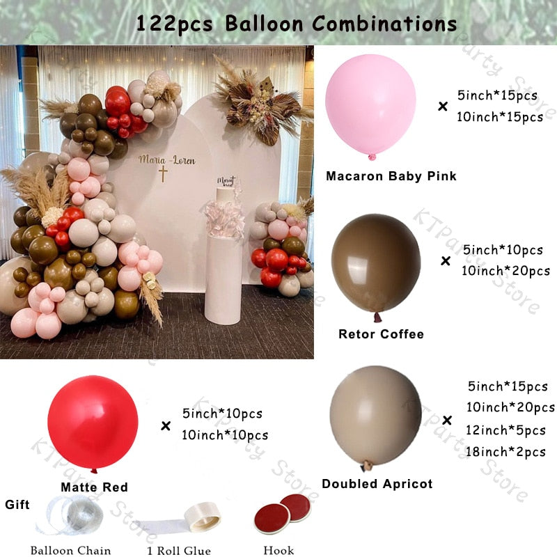 Retro Coffee Matte White Balloons Garland Arch Kit Boho Wedding Decoration Gender Reveal Birthday Baby Shower Decor Accessory