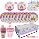 Unicorn Party Supplies Disposable Tableware Set Kids Birthday party Decoration Unicornio Decor Plates Cup Banner Baby Shower