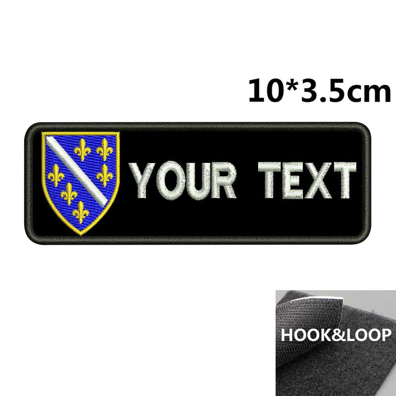 custom Bosnia and Herzegovina name tags patch embroidered iron on backing hook backing